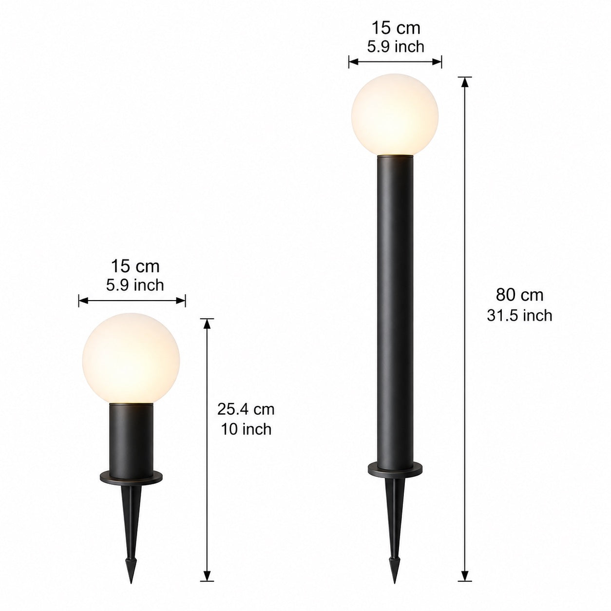 Modern Round Bollard Light LED Waterproof Black Metal Ground Mounted Outdoor Fixture | ribuella