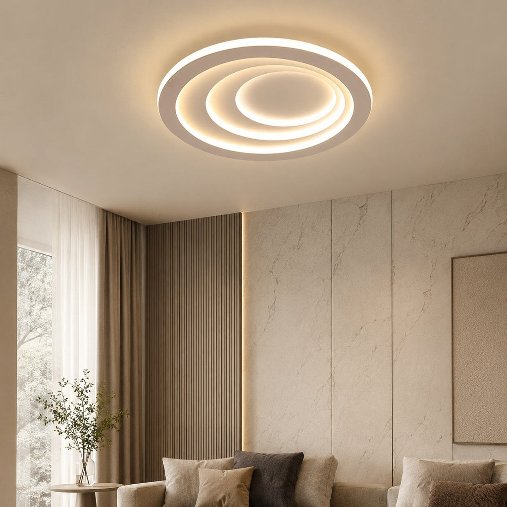 Flache Deckenleuchte im nordischen Stil mit geometrischem Acrylschirm und energieeffizienter LED | ribuella