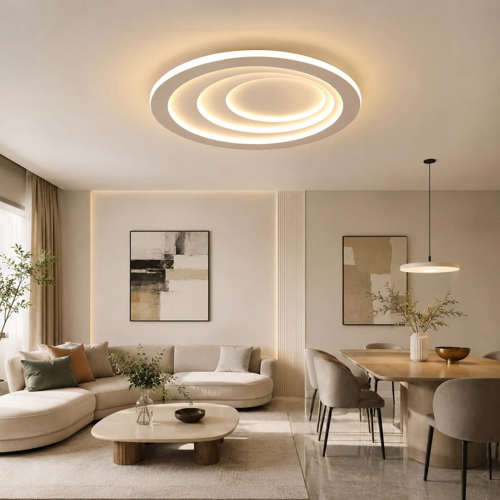 Flache Deckenleuchte im nordischen Stil mit geometrischem Acrylschirm und energieeffizienter LED | ribuella