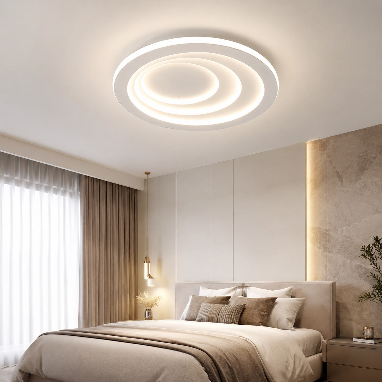 Flache Deckenleuchte im nordischen Stil mit geometrischem Acrylschirm und energieeffizienter LED | ribuella