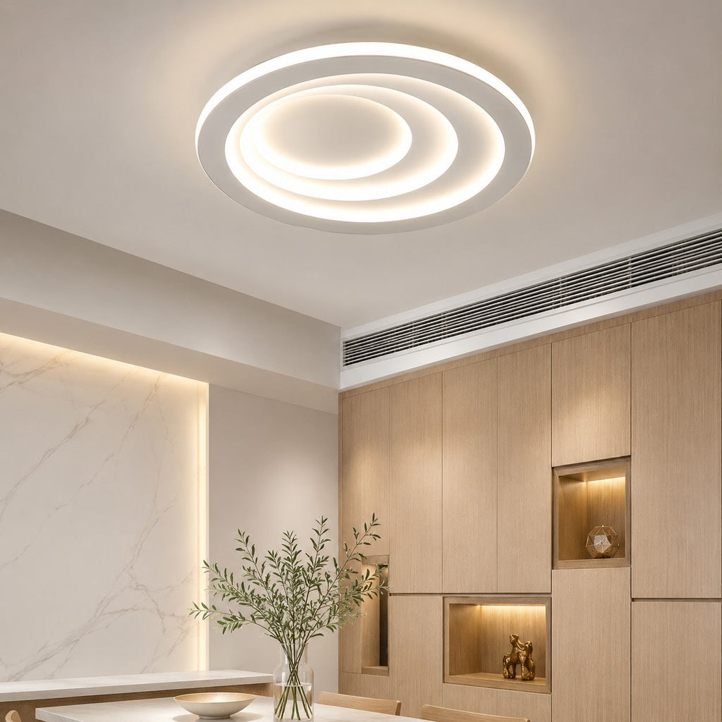 Flache Deckenleuchte im nordischen Stil mit geometrischem Acrylschirm und energieeffizienter LED | ribuella