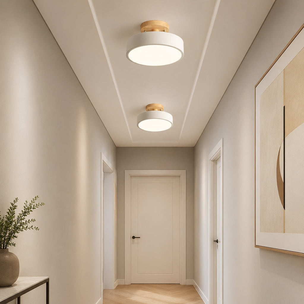 Plafonnier moderne encastré LED en métal et PVC, design géométrique, variation en 3 niveaux, 9 pouces | ribuella
