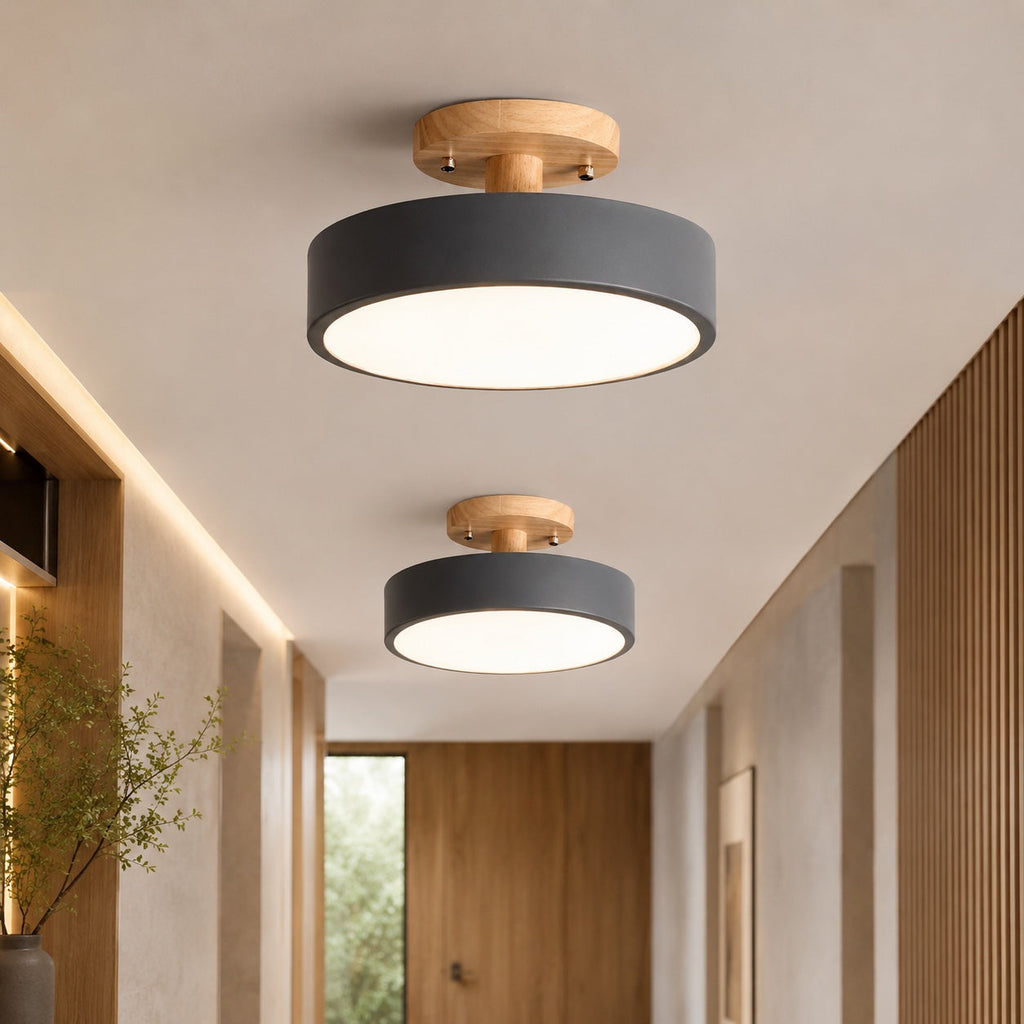Plafonnier moderne encastré LED en métal et PVC, design géométrique, variation en 3 niveaux, 9 pouces | ribuella