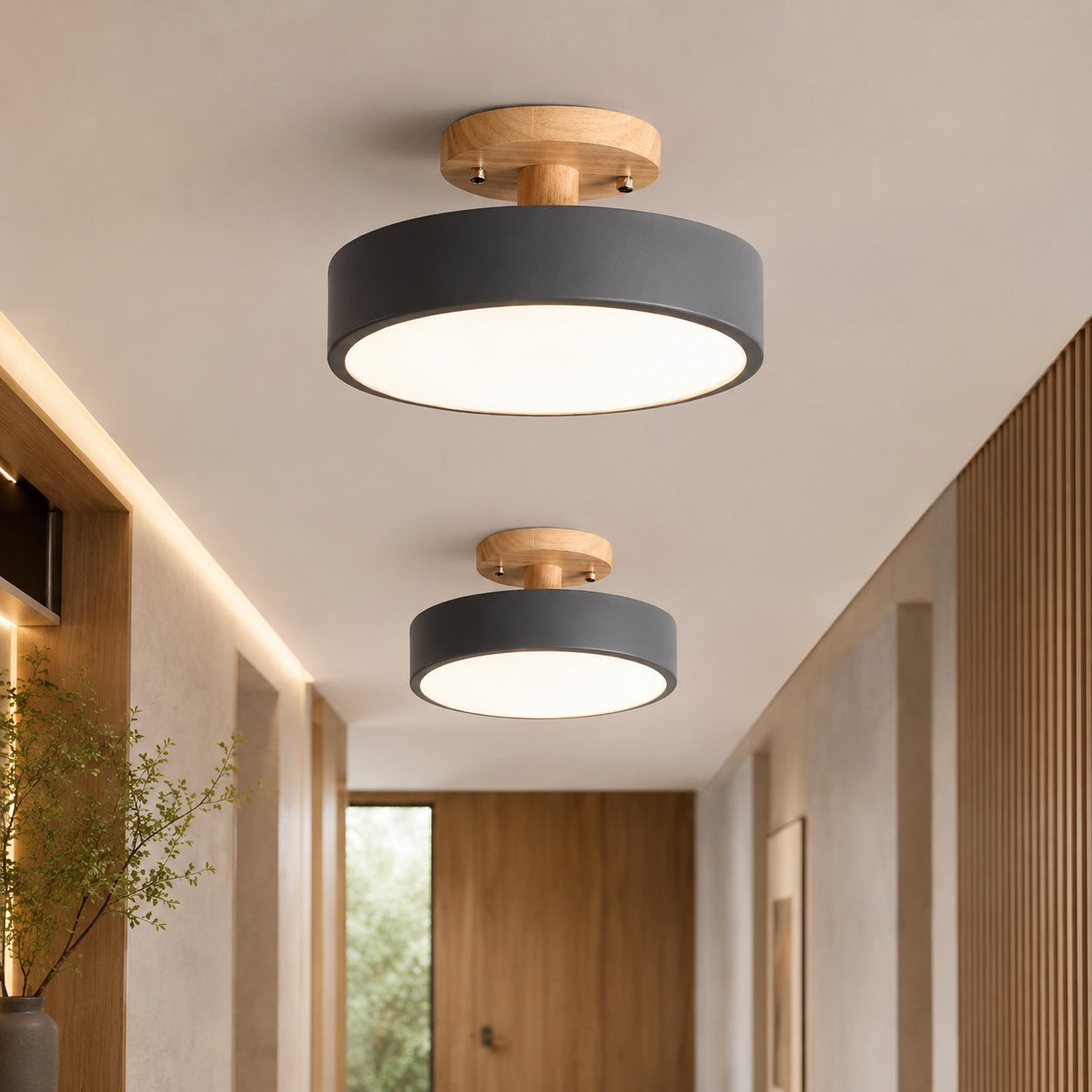 Plafonnier moderne encastré LED en métal et PVC, design géométrique, variation en 3 niveaux, 9 pouces | ribuella