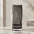 Contemporary Large Flower Vase Cylindrical Crystal Glass with Swirls Decorative Home Accent | ribuella