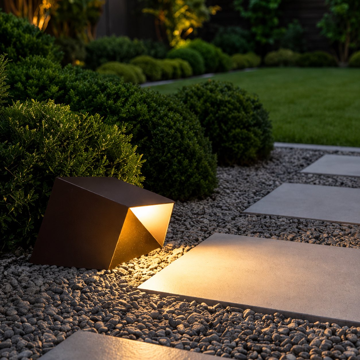 Lampade solari da giardino, luce LED da esterno moderna a cubo, paletto in acciaio inox e vetro, IP54, 3000 K | ribuella