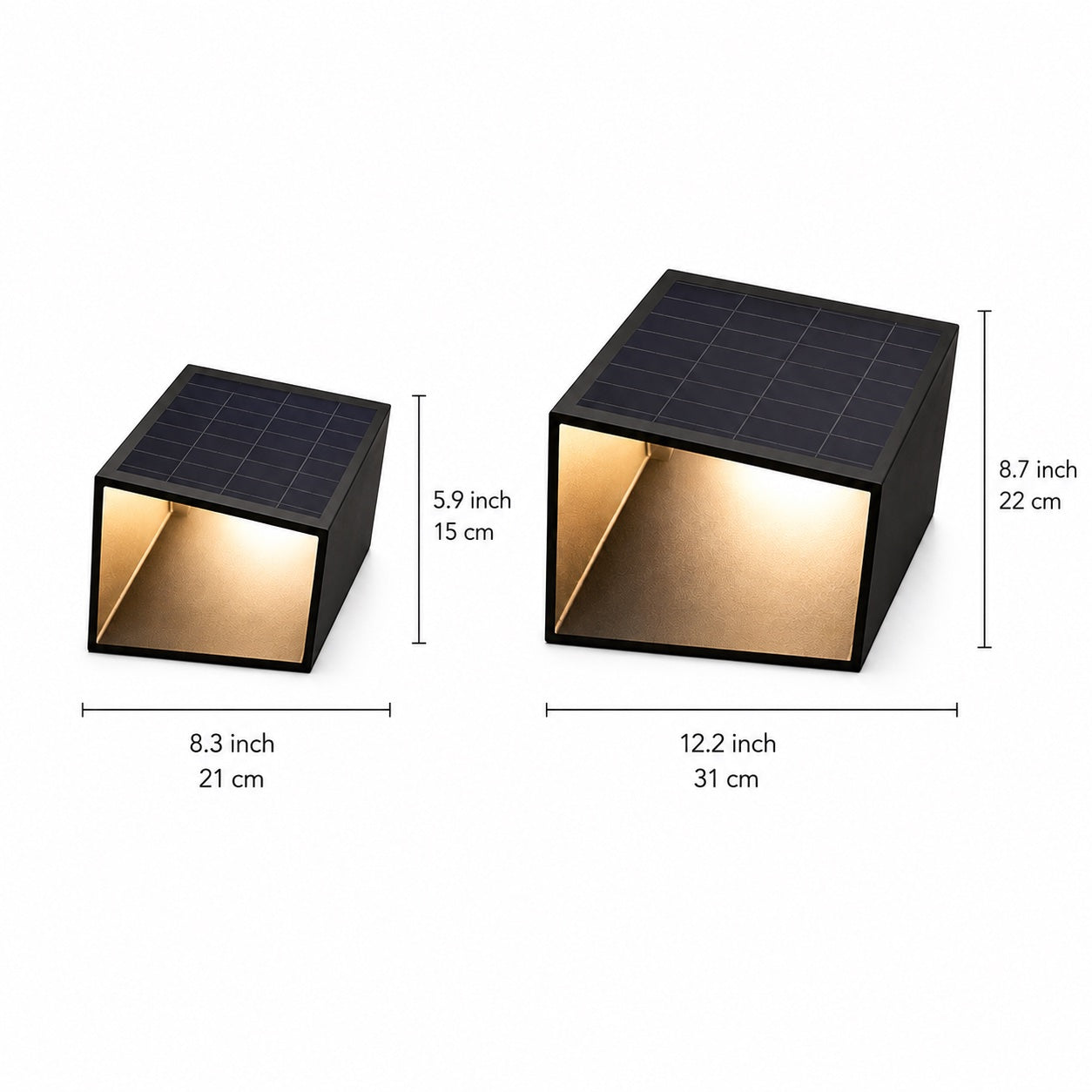 Lampade solari da giardino, luce LED da esterno moderna a cubo, paletto in acciaio inox e vetro, IP54, 3000 K | ribuella