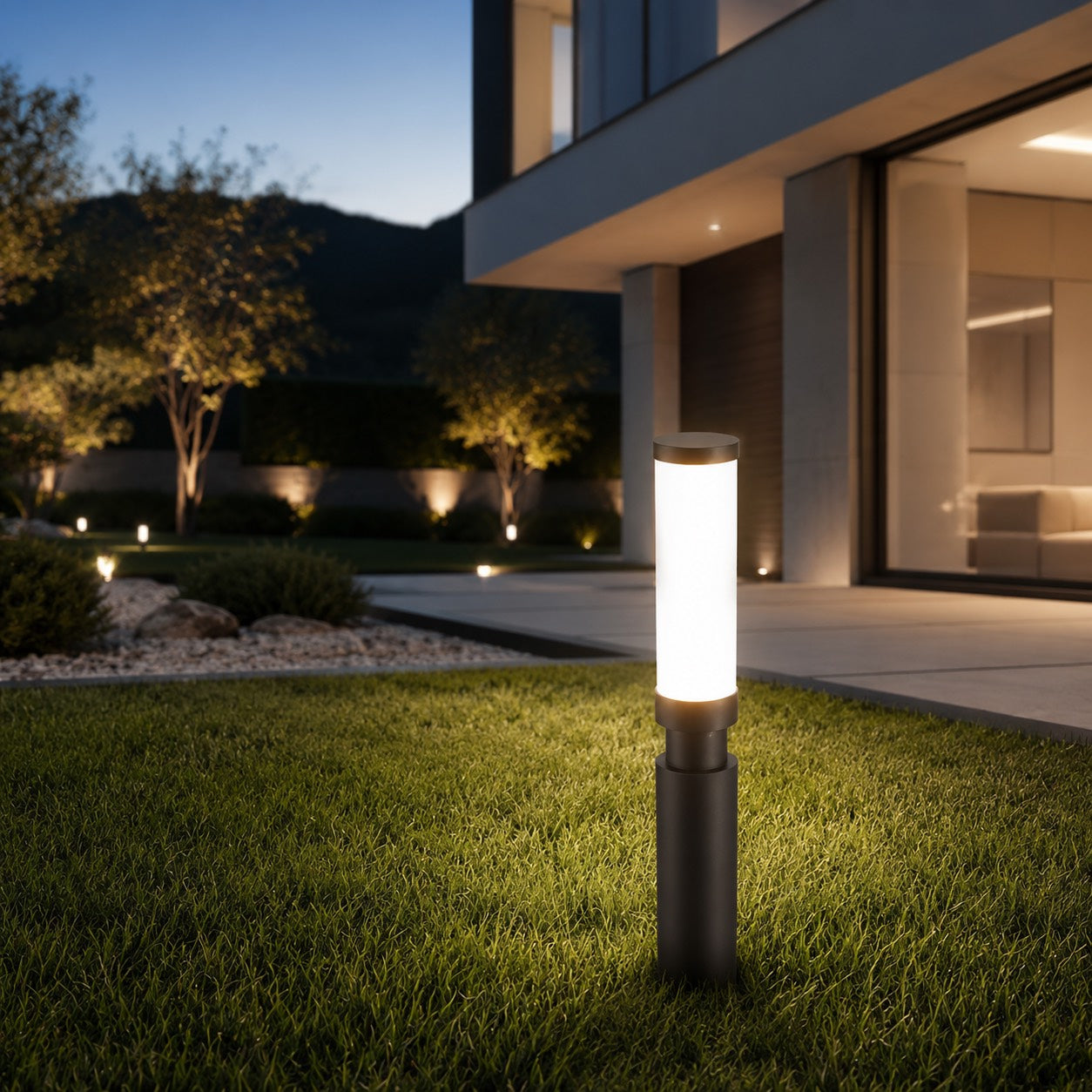 Modern Outdoor Bollard Light Waterproof Aluminum Acrylic 6W LED Warm White IP55 Garden Lights | ribuella