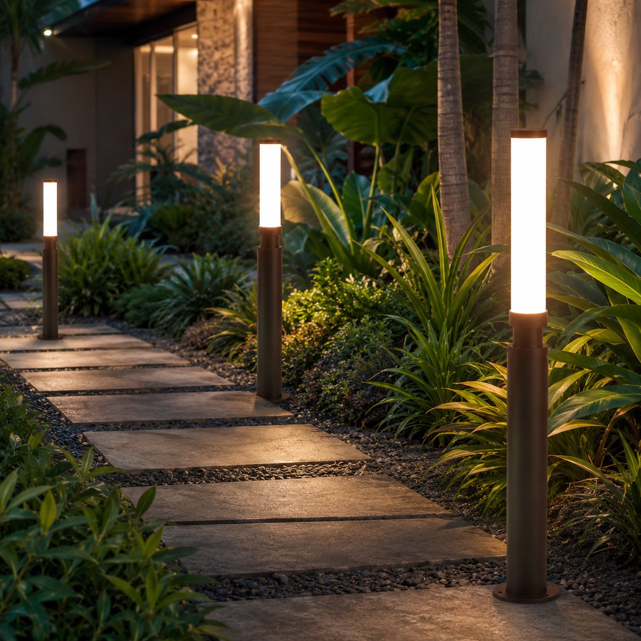 Modern Outdoor Bollard Light Waterproof Aluminum Acrylic 6W LED Warm White IP55 Garden Lights | ribuella