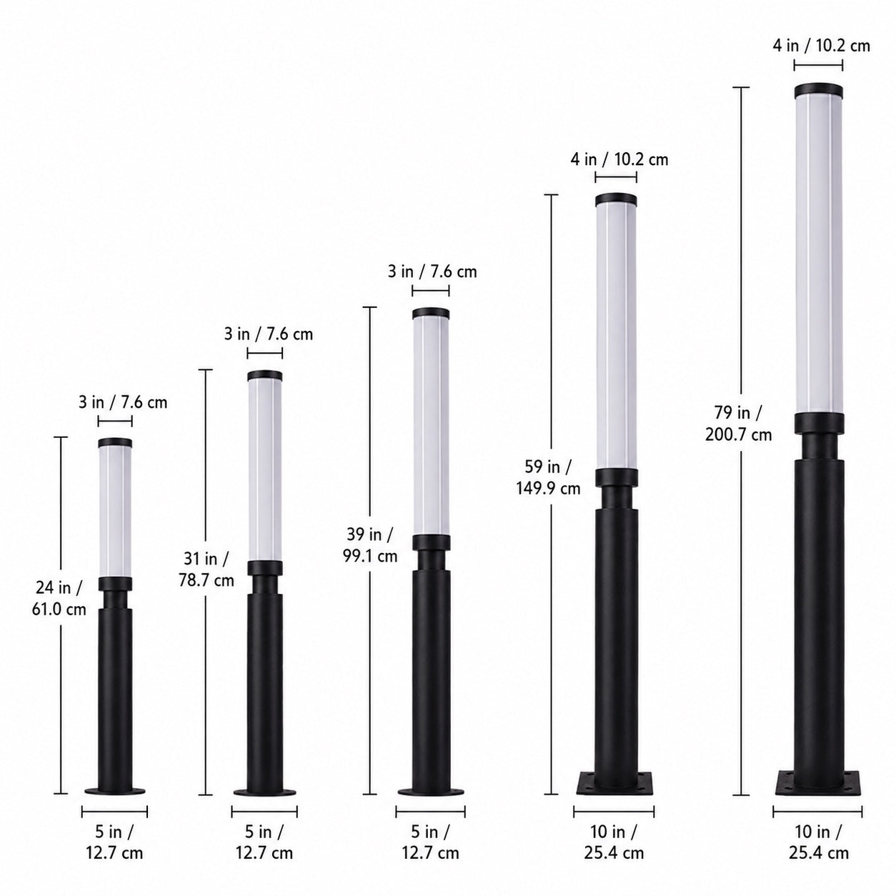 Modern Outdoor Bollard Light Waterproof Aluminum Acrylic 6W LED Warm White IP55 Garden Lights | ribuella