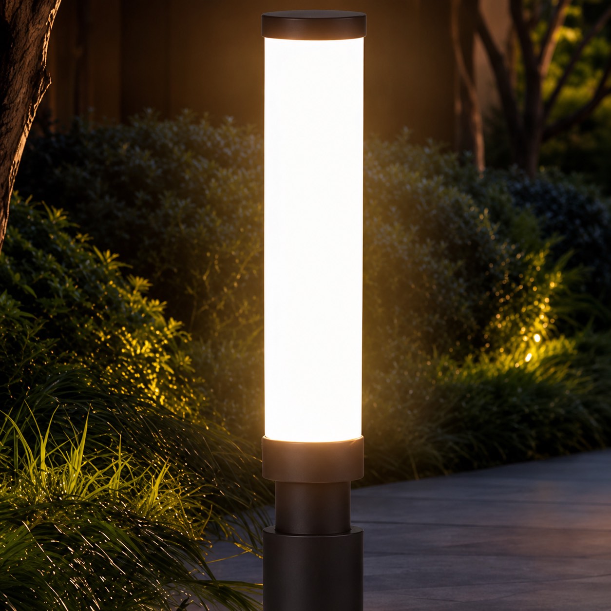 Modern Outdoor Bollard Light Waterproof Aluminum Acrylic 6W LED Warm White IP55 Garden Lights | ribuella