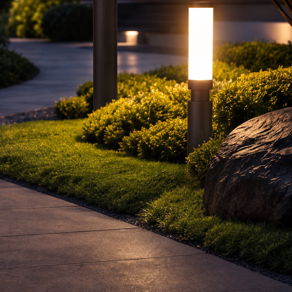 Modern Outdoor Bollard Light Waterproof Aluminum Acrylic 6W LED Warm White IP55 Garden Lights | ribuella