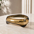 Moderner mundgeblasener dekorativer Glasschale mit fließendem Design in sanftem Braun, vielseitiges Centerpiece | ribuella