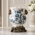Large White Porcelain Flower Vase with Scalloped Rim and Crackle Glaze for Floral Display | ribuella