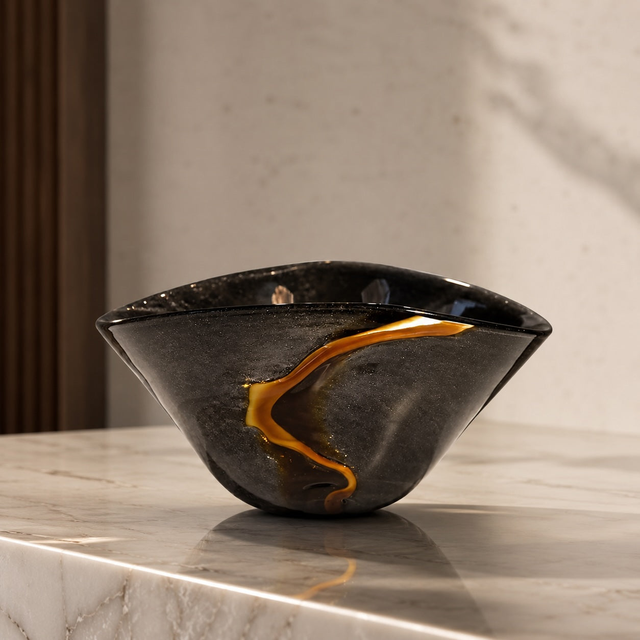 Modern Black Flower Vase Large Handblown Glass Decorative Centerpiece for Home or Office | ribuella