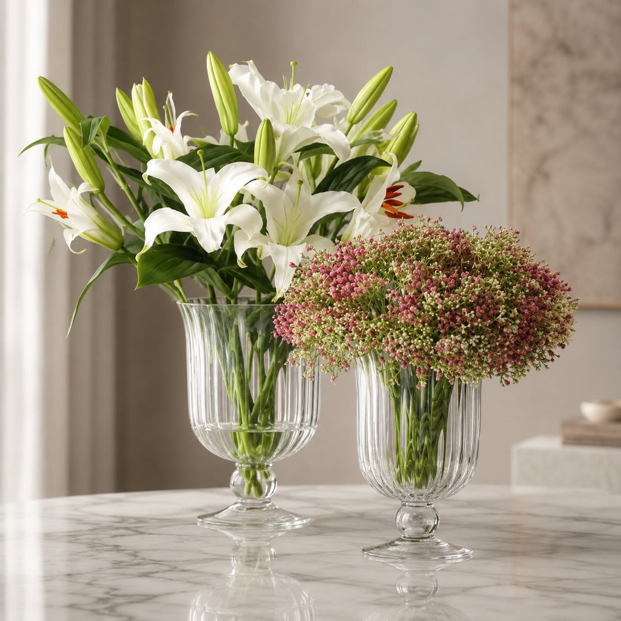 Moderne Glasblumenvase mit vielseitigem Design für Blumenarrangements und Kerzendekorationen | ribuella