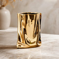 Modern Ceramic Flower Vase Paper Bag Shape 23.5 cm Decorative Accent for Home Decor | ribuella