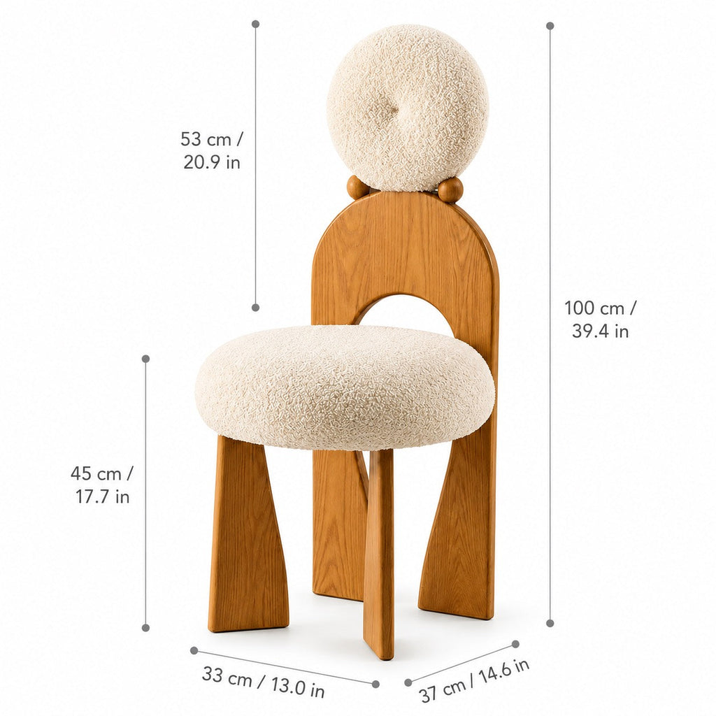 Modern Dining Chair with Arched Wooden Frame and Fully Cushioned Rounded Backrest | ribuella