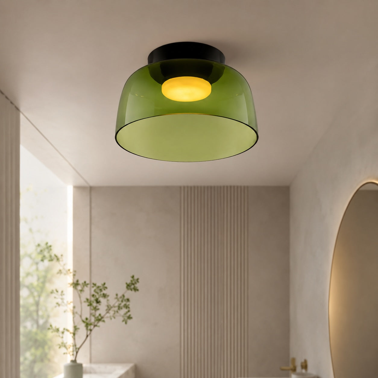Modern Flush Mount Ceiling Light Glass LED Fixture for Home Lighting 12 Inch Diameter | ribuella