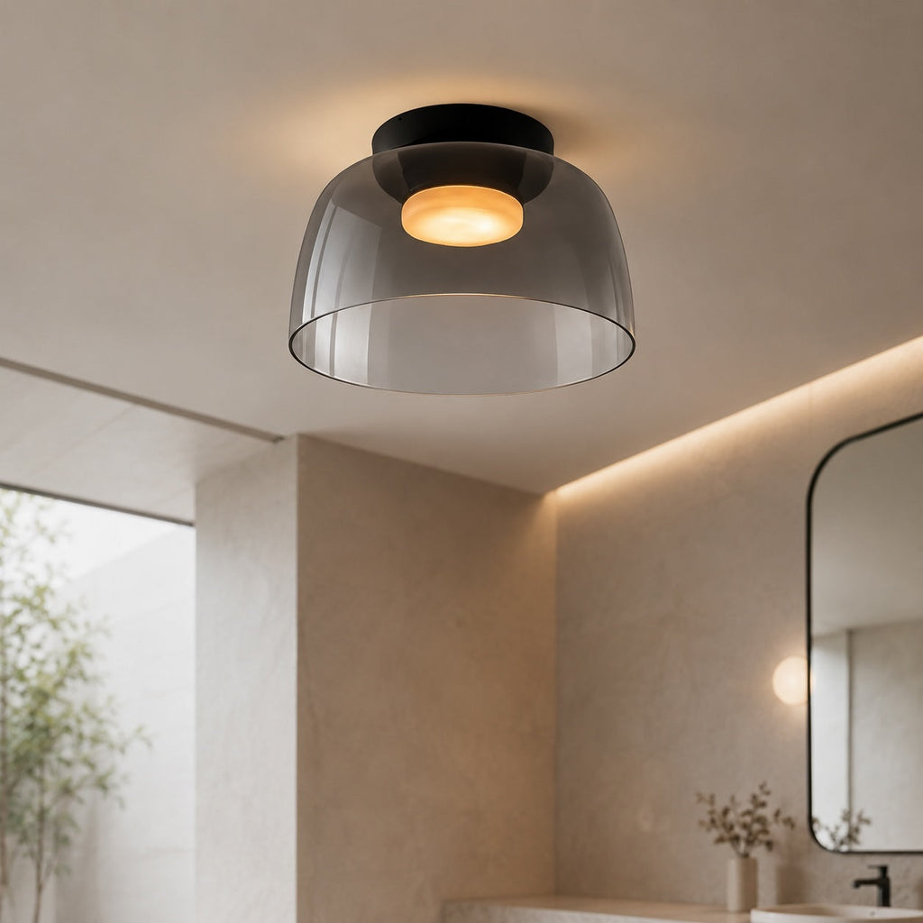 Modern Flush Mount Ceiling Light Glass LED Fixture for Home Lighting 12 Inch Diameter | ribuella