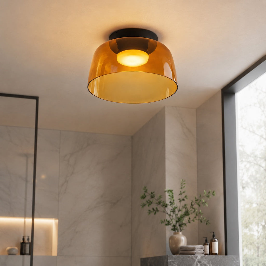 Modern Flush Mount Ceiling Light Glass LED Fixture for Home Lighting 12 Inch Diameter | ribuella