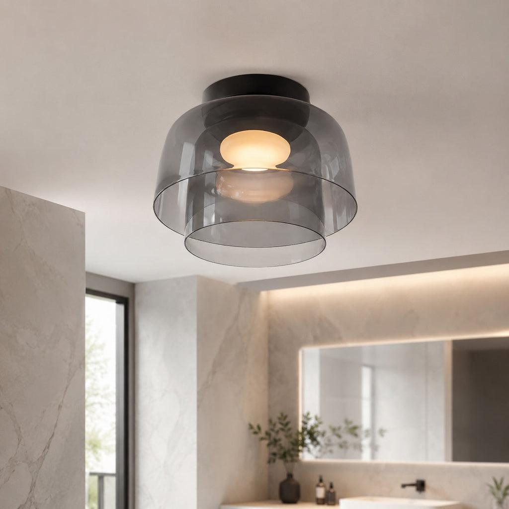 Modern Flush Mount Ceiling Light Glass LED Fixture for Home Lighting 12 Inch Diameter | ribuella