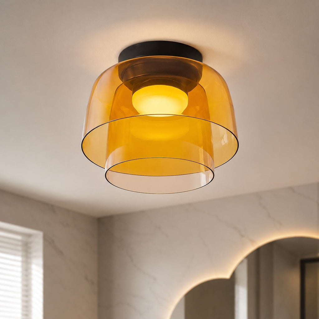 Modern Flush Mount Ceiling Light Glass LED Fixture for Home Lighting 12 Inch Diameter | ribuella