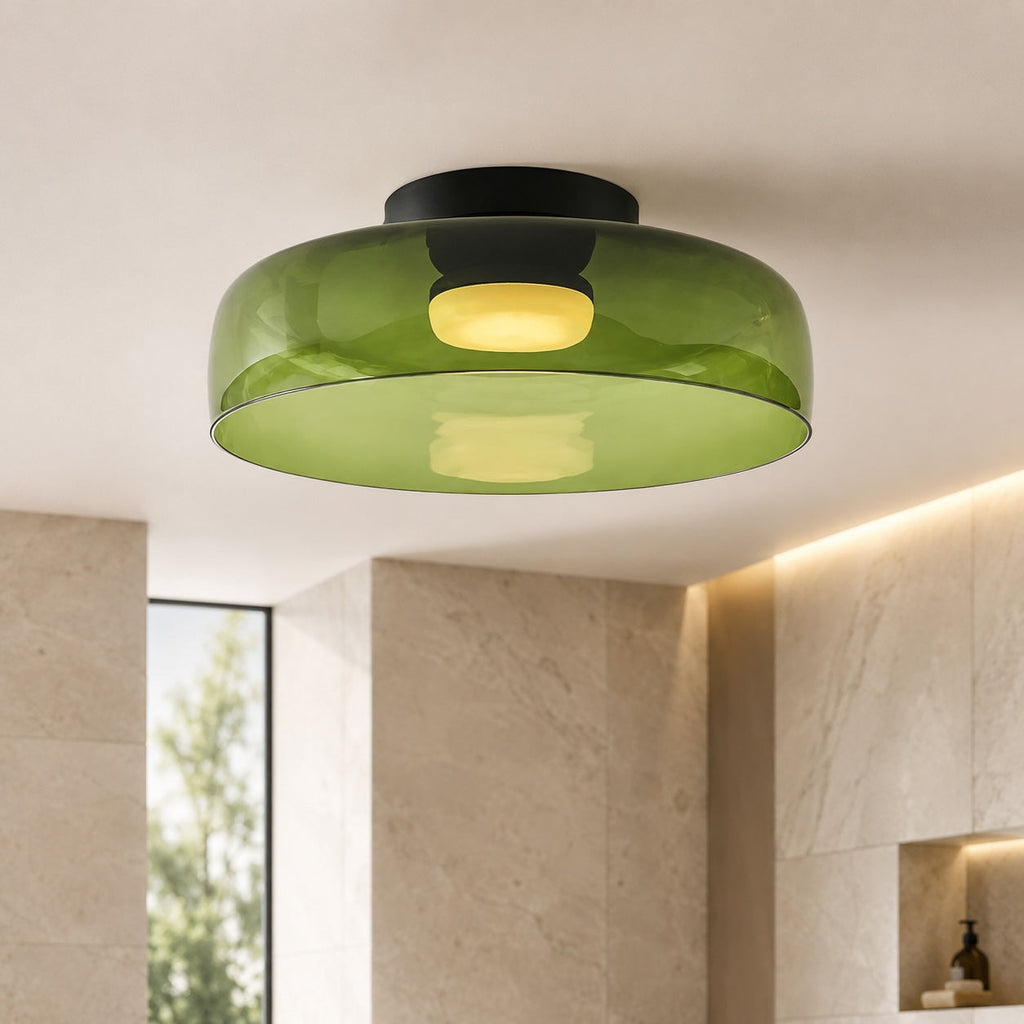 Modern Flush Mount Ceiling Light Glass LED Fixture for Home Lighting 12 Inch Diameter | ribuella