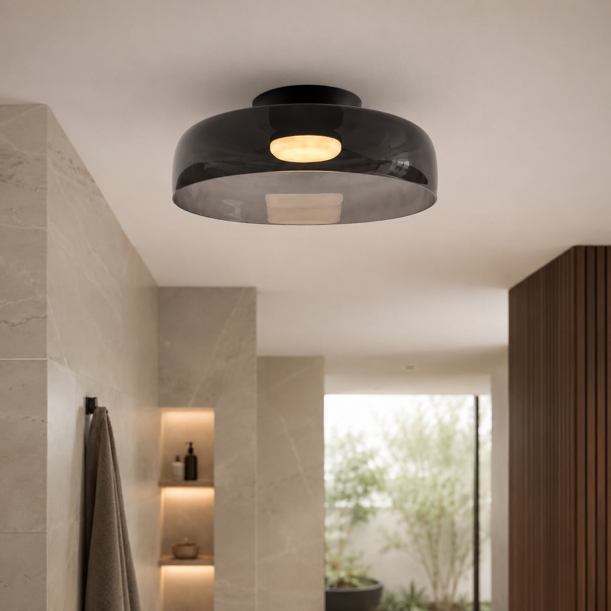 Modern Flush Mount Ceiling Light Glass LED Fixture for Home Lighting 12 Inch Diameter | ribuella