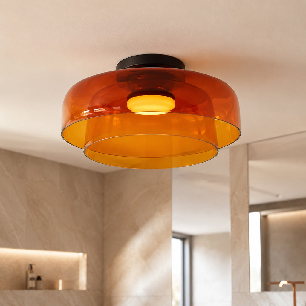 Modern Flush Mount Ceiling Light Glass LED Fixture for Home Lighting 12 Inch Diameter | ribuella