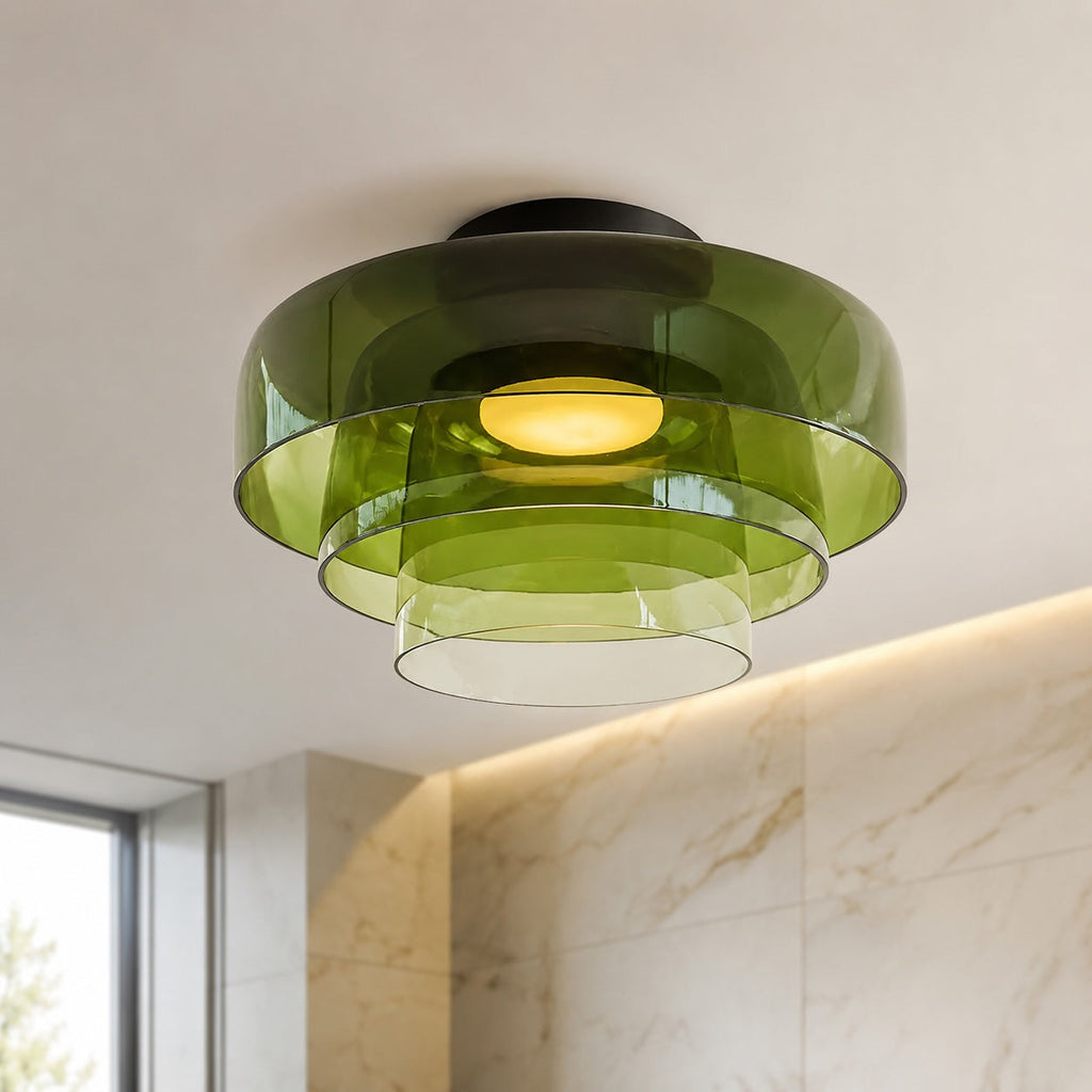 Modern Flush Mount Ceiling Light Glass LED Fixture for Home Lighting 12 Inch Diameter | ribuella