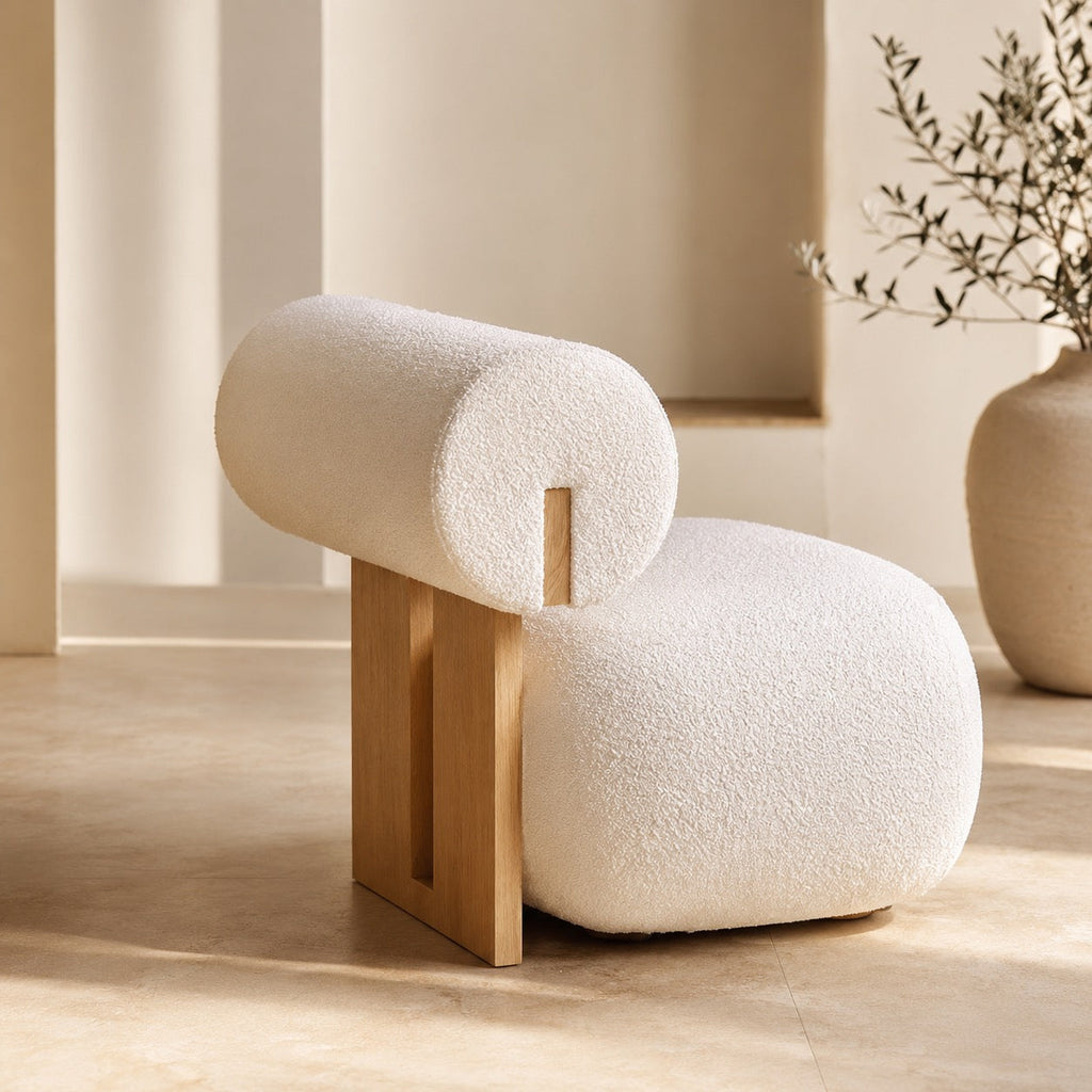 Contemporary Dining Chair Rounded Upholstered Seat Lacquered Wood Frame High-Resilience Sponge | ribuella