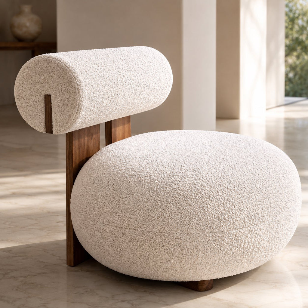 Contemporary Dining Chair Rounded Upholstered Seat Lacquered Wood Frame High-Resilience Sponge | ribuella
