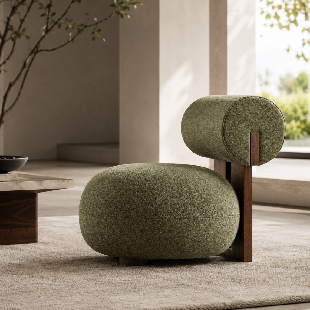 Contemporary Dining Chair Rounded Upholstered Seat Lacquered Wood Frame High-Resilience Sponge | ribuella