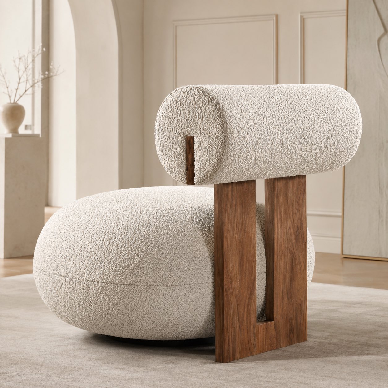 Contemporary Dining Chair Rounded Upholstered Seat Lacquered Wood Frame High-Resilience Sponge | ribuella