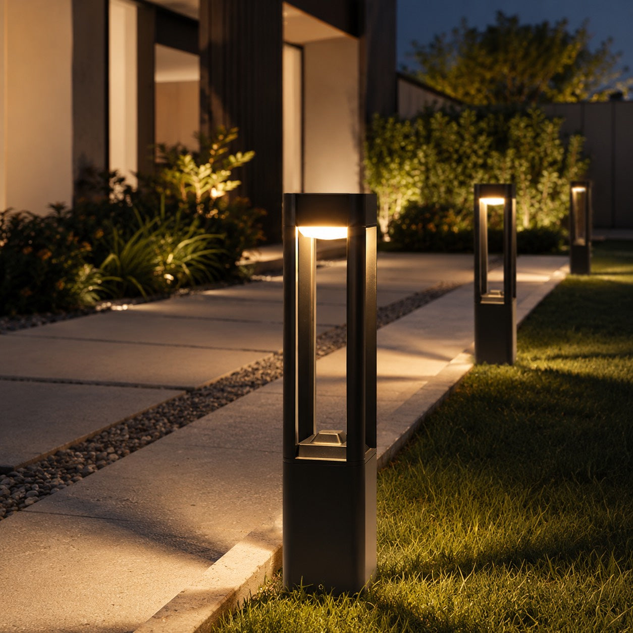 Modern Bollard Light Outdoor Adjustable Height Die-Cast Aluminum LED 10W Warm White IP55 | ribuella