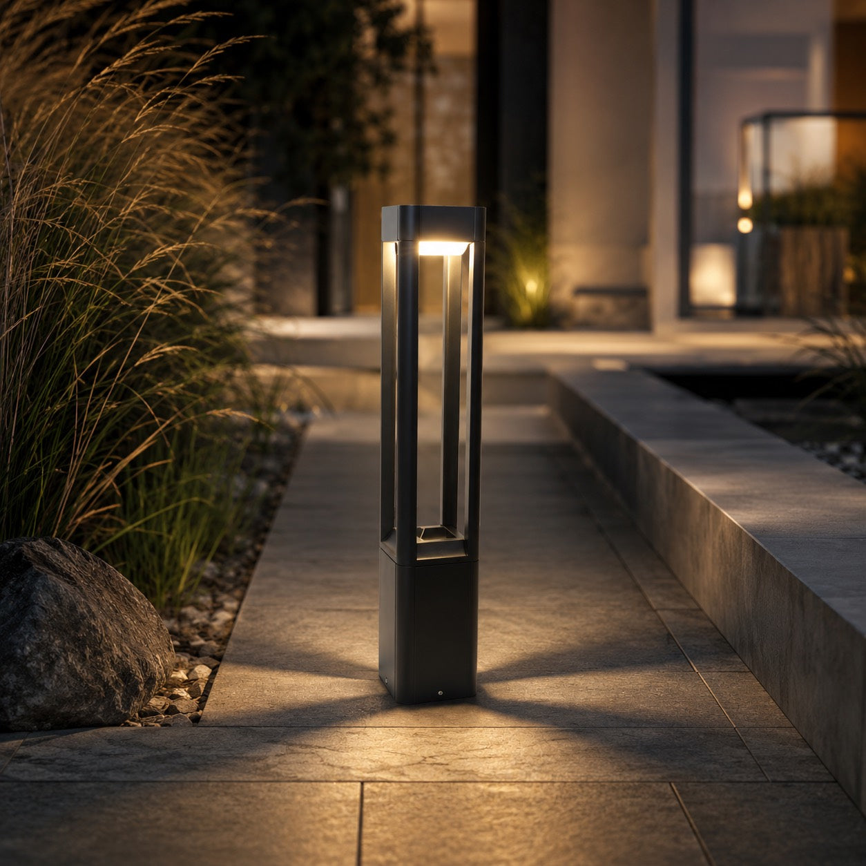 Modern Bollard Light Outdoor Adjustable Height Die-Cast Aluminum LED 10W Warm White IP55 | ribuella