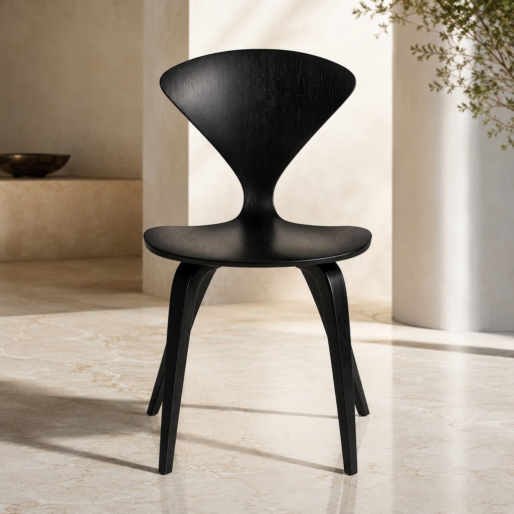 Modern Black Dining Chairs Set of 4 with Ergonomic Bentwood Butterfly Backrest for Dining Rooms | ribuella