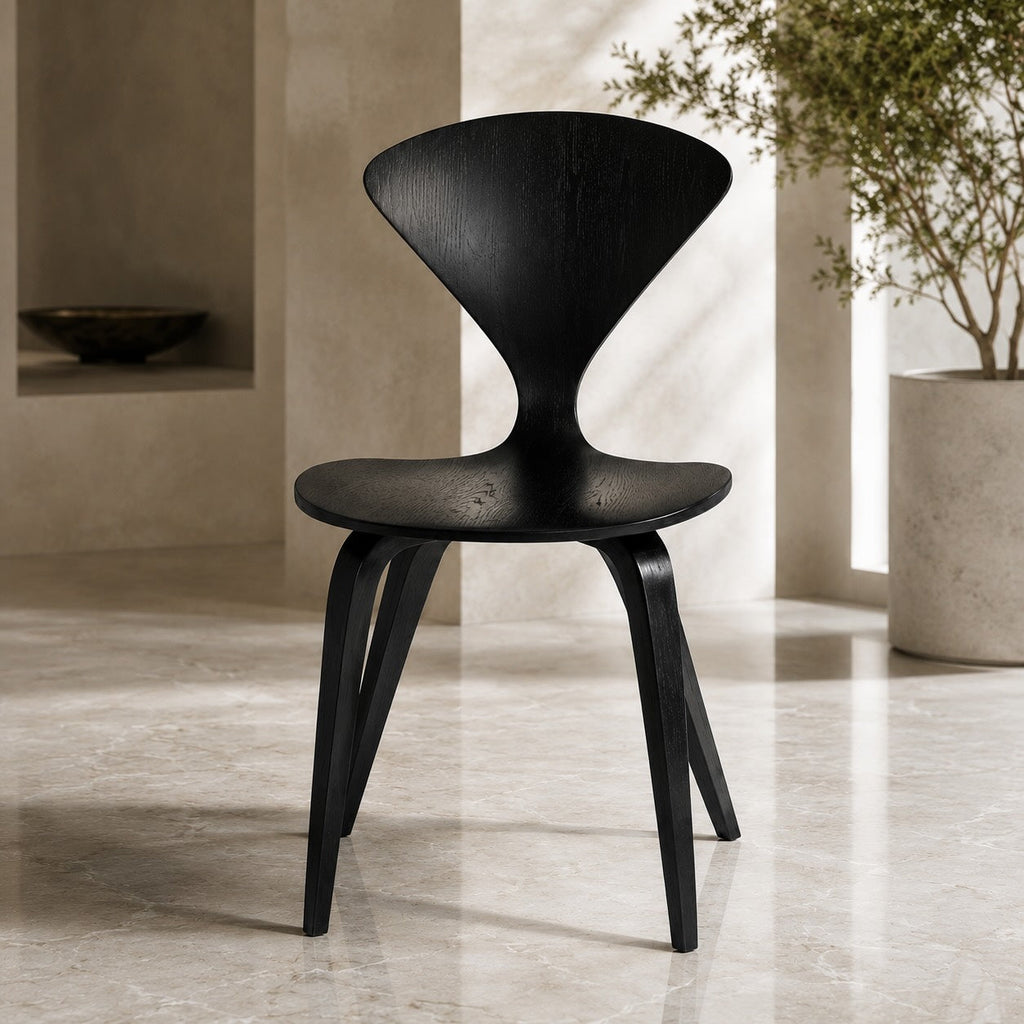 Modern Black Dining Chairs Set of 4 with Ergonomic Bentwood Butterfly Backrest for Dining Rooms | ribuella