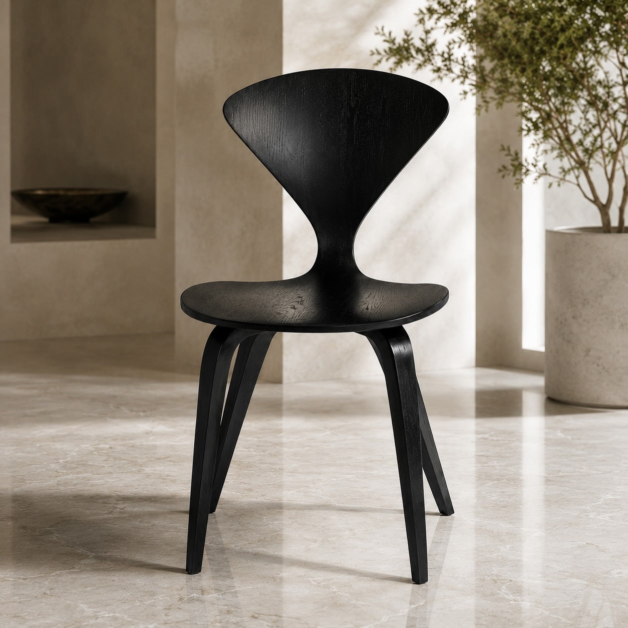 Modern Black Dining Chairs Set of 4 with Ergonomic Bentwood Butterfly Backrest for Dining Rooms | ribuella