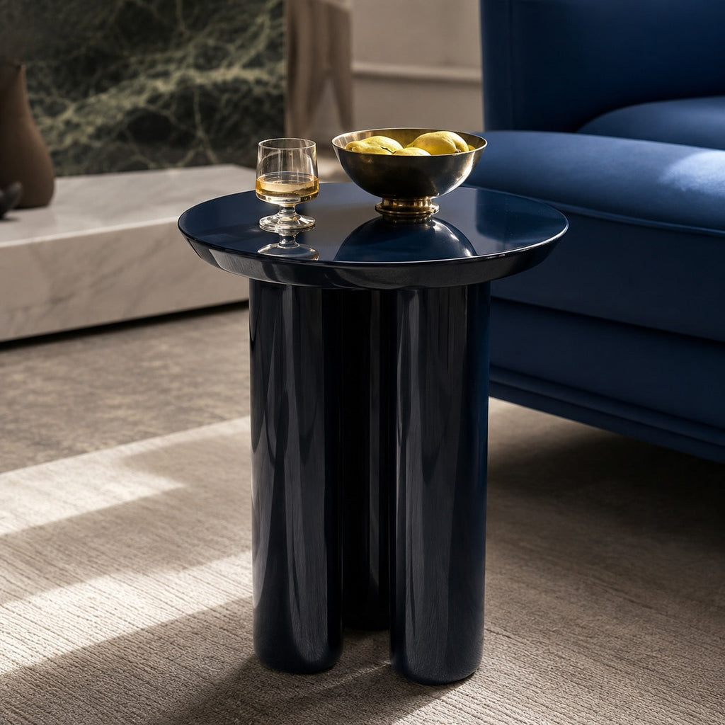 Modern Circular Side Table Solid Wood Triple-Leg Structure Compact Design for Small Spaces | ribuella