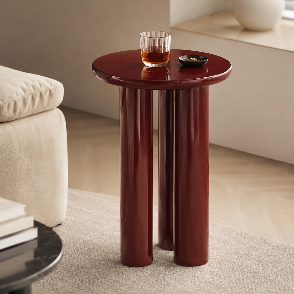 Modern Circular Side Table Solid Wood Triple-Leg Structure Compact Design for Small Spaces | ribuella
