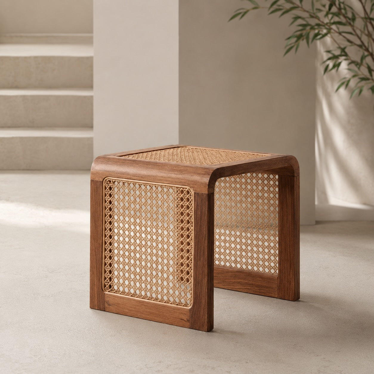 Minimalist Cube Table Solid Wood Compact Design Indoor Accent Furniture | ribuella