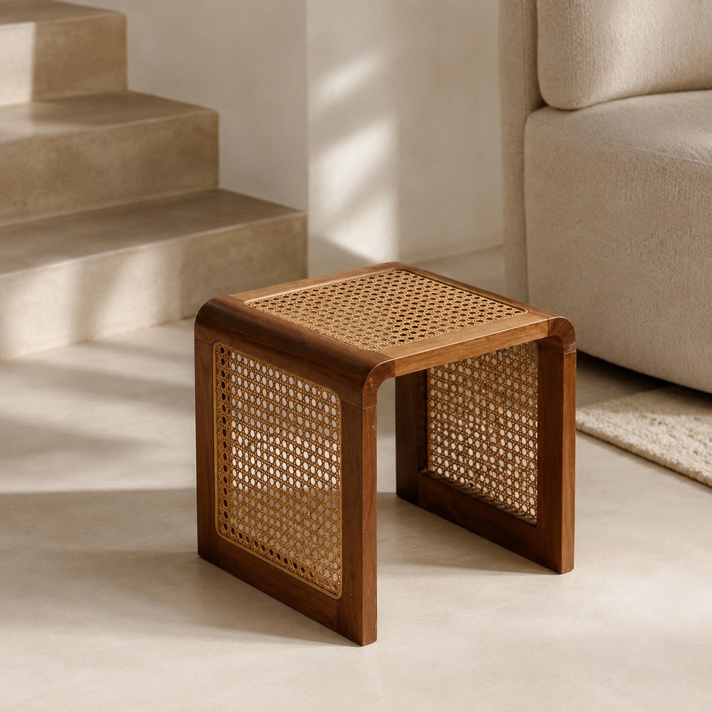 Minimalist Cube Table Solid Wood Compact Design Indoor Accent Furniture | ribuella
