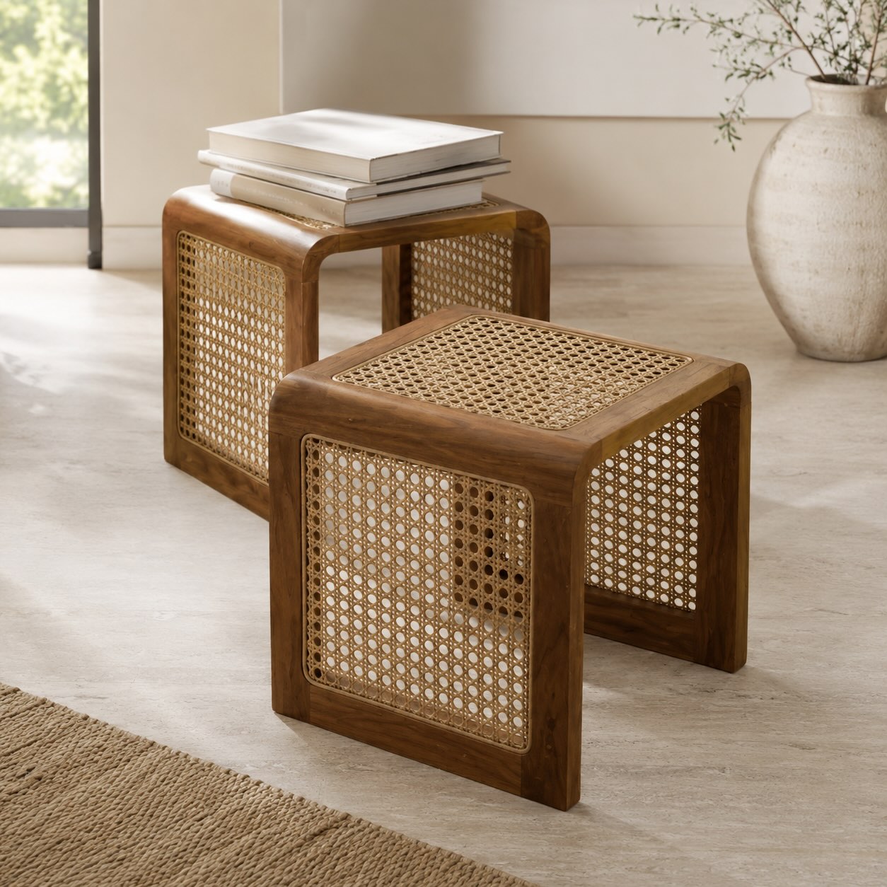 Minimalist Cube Table Solid Wood Compact Design Indoor Accent Furniture | ribuella