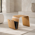 Modern Minimalist Bedside Table Solid Pine Wood Compact N-Shape with Open Shelf Storage | ribuella