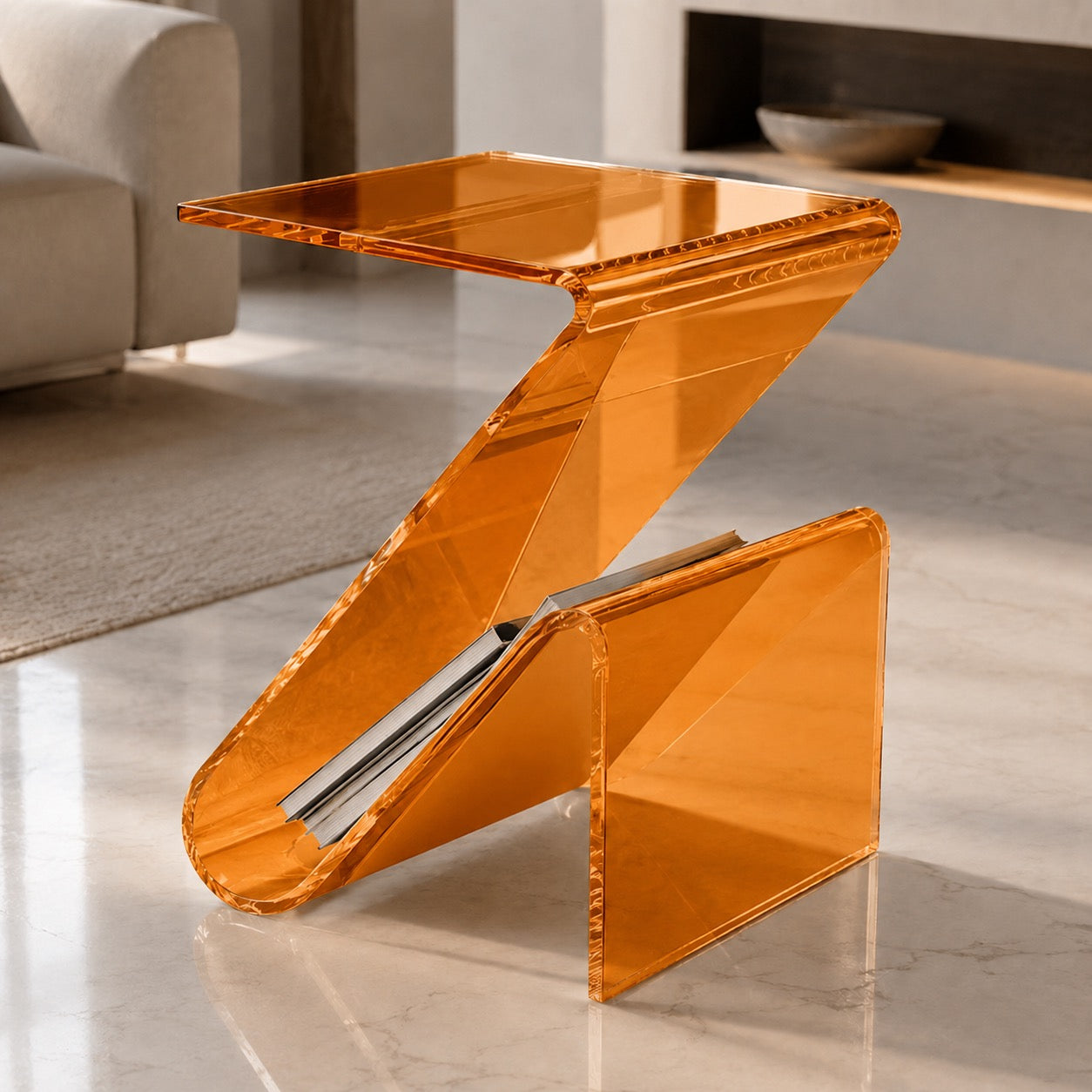 Modern Acrylic Bedside Table Compact Transparent Design Functional Small Side Table | ribuella