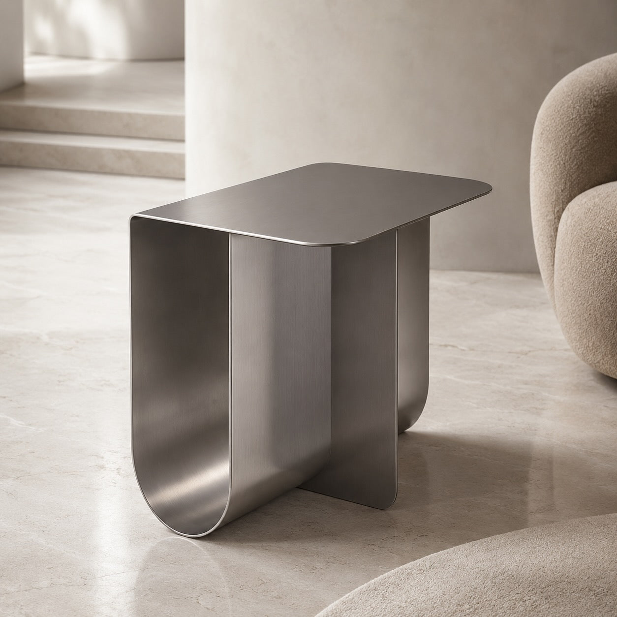 Modern Small Side Table Stainless Steel Easy Assembly for Compact Living Spaces | ribuella