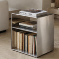 Minimalist Small Side Table Stainless Steel Compact Design with Functional Storage for Living Room | ribuella