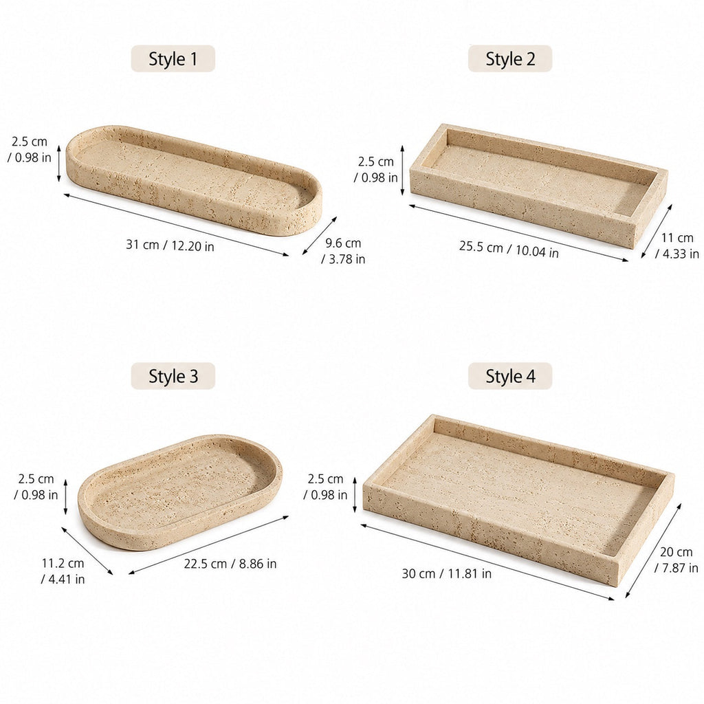 Minimalist Decorative Tray Sandstone Accent for Bathroom Vanity and Home Decor | ribuella